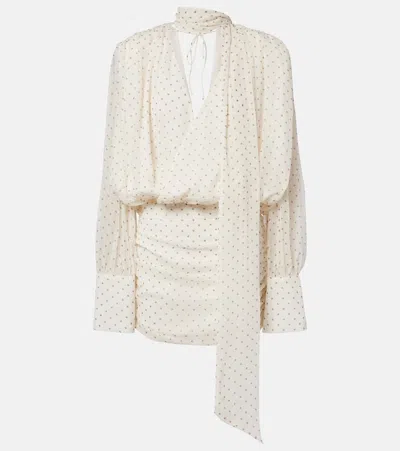 Rotate Birger Christensen Floral Scarf-detail Minidress In Neutral