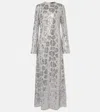 Rotate Birger Christensen Sequin Chiffon Maxi Dress In Grey