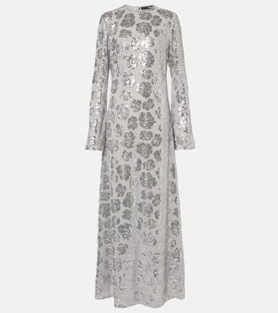 ROTATE BIRGER CHRISTENSEN FLORAL SEQUINED CHIFFON MAXI DRESS