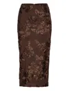 Rotate Birger Christensen Rotate Birgerchristensen Flower Mesh Pencil Skirt In Brown
