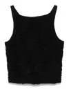 Rotate Birger Christensen Flower Boat Neck Sleeveless Top In Black