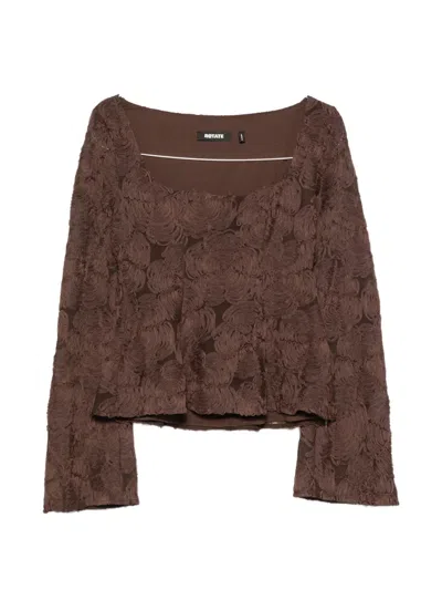 Rotate Birger Christensen Floral-appliqué Blouse In Brown
