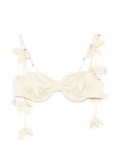 Rotate Birger Christensen Floral-applique Bra In Neutral