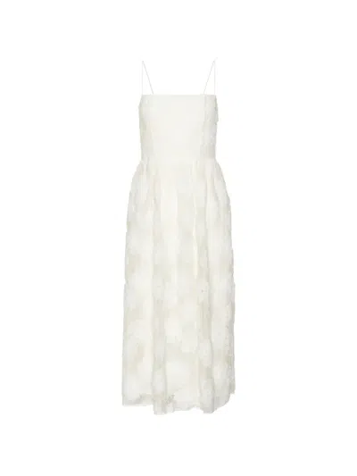 Rotate Birger Christensen Floral-appliqué Midi Dress In White
