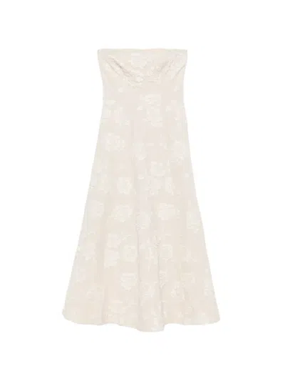 Rotate Birger Christensen Rotate Jacquard Mini Dress With Bodice And Zip Closure In White