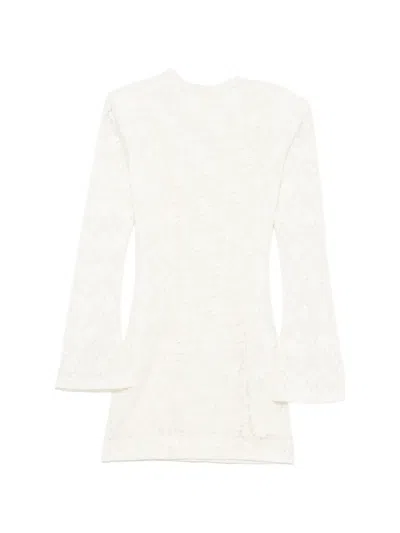 Rotate Birger Christensen Floral-lace Long-sleeve Mini Dress In Neutral