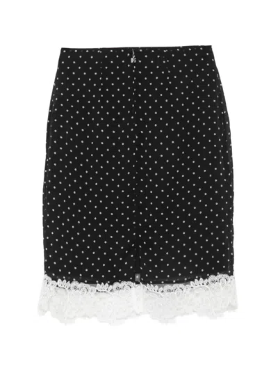 Rotate Birger Christensen Floral-pattern Midi Skirt In Black