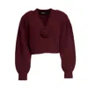 Rotate Birger Christensen Florina Knit Cardigan With Puff Sleeves In Burgundy