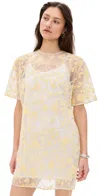 Rotate Birger Christensen Flower Beads Boxy Dress Egret Comb In Egret Comb