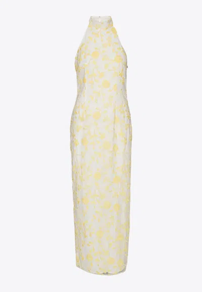 ROTATE BIRGER CHRISTENSEN FLOWER BEADS MAXI DRESS