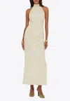 Rotate Birger Christensen Flower Beads Midi Dress In White