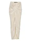 Rotate Birger Christensen Flower-detail Sequin-embellished Maxi Skirt In Neutral