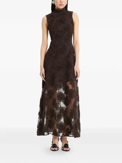 Rotate Birger Christensen Rotate Birgerchristensen 3d Flower Maxi Dress In Burgundy