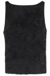 Rotate Birger Christensen Rotate Black Flower Mesh Boatneck Top In Nero