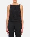 Rotate Birger Christensen Rotate Black Flower Mesh Boatneck Top In Black