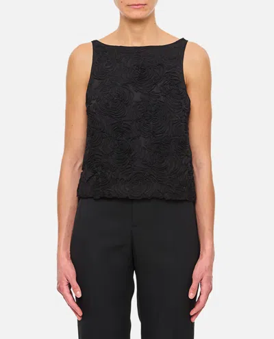 ROTATE BIRGER CHRISTENSEN FLOWER MESH BOAT-NECK TOP