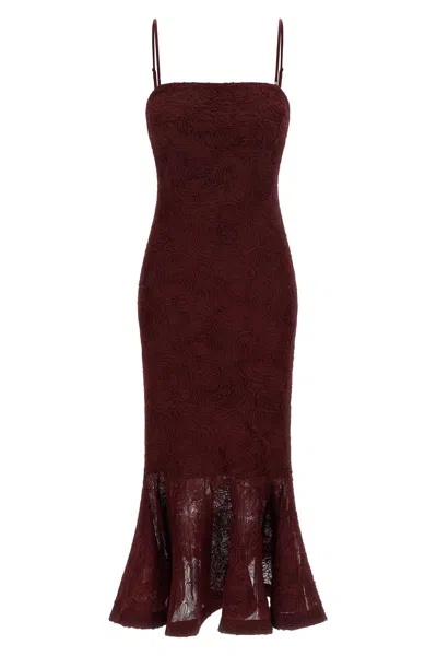 Rotate Birger Christensen 'flower Mesh Flounce' Dress In Brown