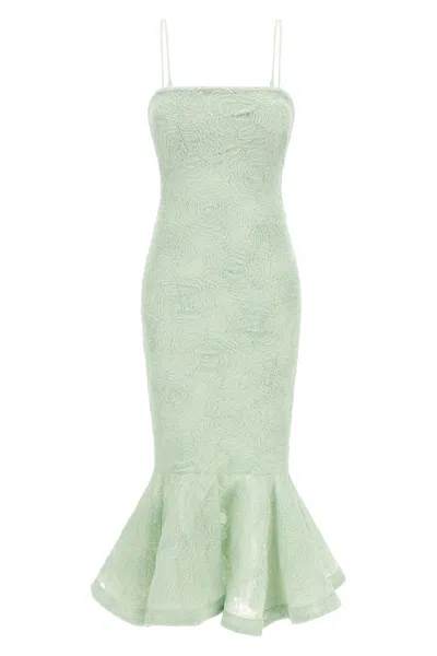 Rotate Birger Christensen 'flower Mesh Flounce' Dress In Green