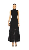 Rotate Birger Christensen Flower-mesh Maxi Dress In 黑色
