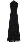 Rotate Birger Christensen Black Maxi Dress In Recycled Polyester Floral Mesh In Black