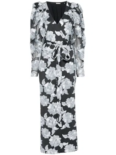 ROTATE BIRGER CHRISTENSEN FLOWER MESH MAXI DRESS