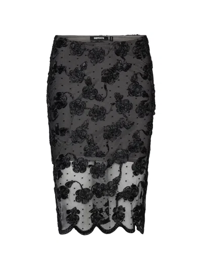 Rotate Birger Christensen Rotate Birgerchristensen Flower Mesh Midi Skirt In Black