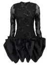 Rotate Birger Christensen Rotate Floral Embroidered Mini Dress In Black