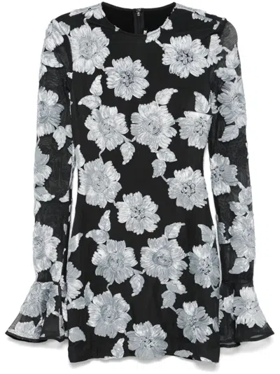 Rotate Birger Christensen Flower Mesh Mini Dress In Grey