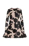 Rotate Birger Christensen Flower Mesh Mini Dress In Beige/black