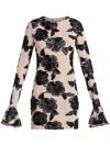 Rotate Birger Christensen Flower Mesh Mini Dress In Nude