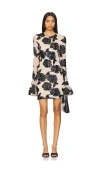 Rotate Birger Christensen Flower Mesh Mini Dress In Warm Taupe