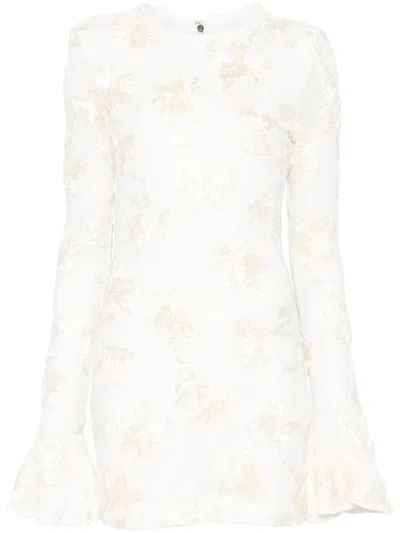 Rotate Birger Christensen Flower Mesh Mini Dress In White