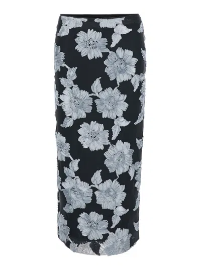 ROTATE BIRGER CHRISTENSEN FLOWER MESH PENCIL SKIRT