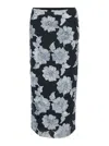 Rotate Birger Christensen Multicolor Skirt With All-over Floral Motif In Black
