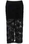 Rotate Birger Christensen Black Recycled Polyester Floral Mesh Pencil Skirt In Black (black)