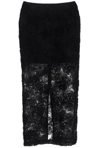 ROTATE BIRGER CHRISTENSEN FLOWER MESH PENCIL SKIRT