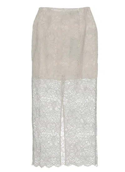 Rotate Birger Christensen Flower Mesh Pencil Skirt With Intricate Lace Detailing In Multi