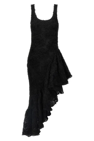 Rotate Birger Christensen 'flower Mesh Ruffle' Dress In Black