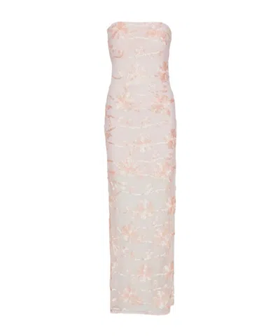 Rotate Birger Christensen Flower Mesh Tube Dress Light Pink