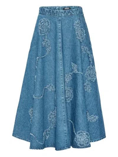 Rotate Birger Christensen Flower Midi Skirt In Blue