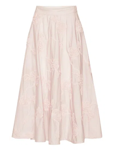 Rotate Birger Christensen Flower Midi Skirt In Pink