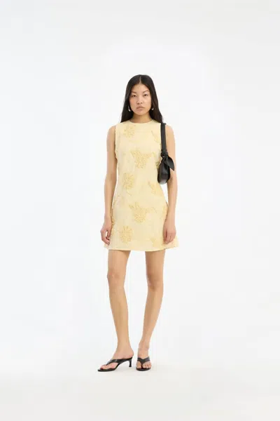 Rotate Birger Christensen Flower Mini Flared Dress In Yellow