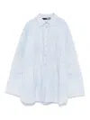 Rotate Birger Christensen Light Blue Cotton Shirt With Embossed Floral Pattern In Blue