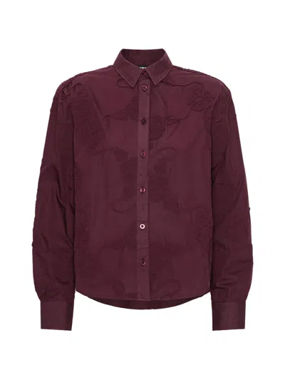 Rotate Birger Christensen Flower Oversized Shirt In Burgundy