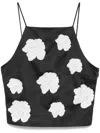 Rotate Birger Christensen Satin Flower Top In Black