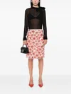 Rotate Birger Christensen Ladies Peachskin Flower Sequins Skirt In Rosa