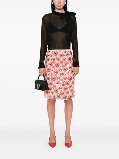 Rotate Birger Christensen Flower-sequins Mini Skirt In Yellow & Orange