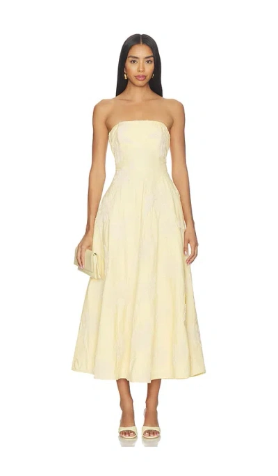 Rotate Birger Christensen Flower Strapless Dress In Yellow