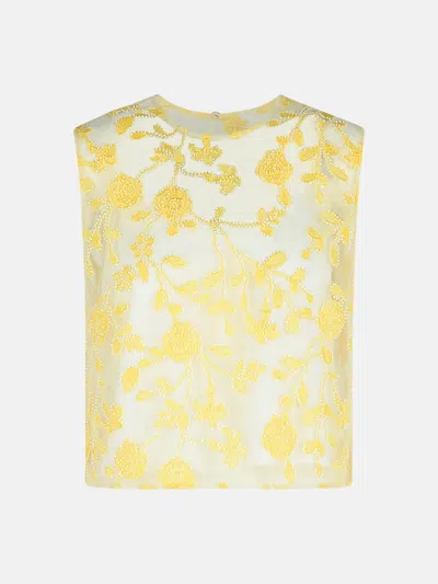 Rotate Birger Christensen 'flower' Yellow Polyester Tank Top