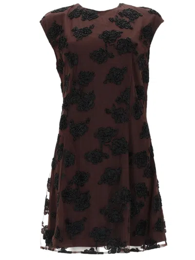 Rotate Birger Christensen Mini Dress Floral Detail Cap Sleeves In Multi